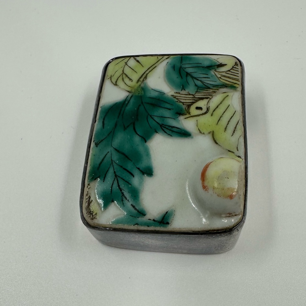 Vintage Sara Hope Hand Painted Ceramic Shard Sliding Pendant Sterling Silver View 2